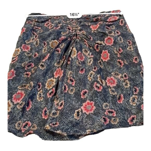 Isabel Marant Etoile Sevan Floral Print Ruched Multicolor Mini Skirt Sz 42 / 10 - Picture 8 of 9